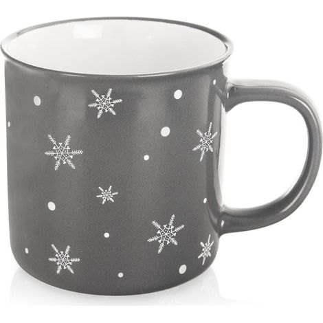 Ceramic mug in gray with snowflake motif micro safe