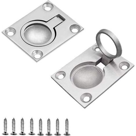 Accessoire de levage,Poignée marine en acier inoxydable Trappe encastrée pour bateau Poignée de levage encastrée avec 8 vis (paquet de 2, 49 x 39 mm) (1/4)