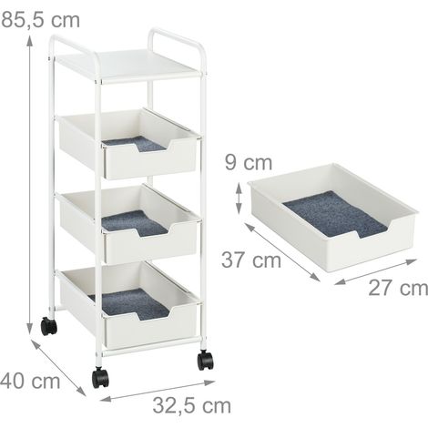 Pratico carrello con ruote portaoggetti a 3 ripiani cucina bagno finitura metallica bianca 130014353