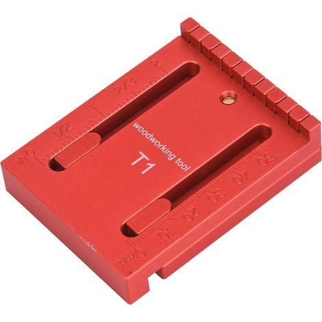 Tiefenmesslineal aus roter Aluminiumlegierung und Messing, Holzbearbeitungs-Messwerkzeug T1T1 (1/5)