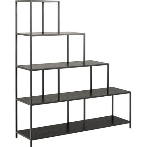 Meuble escalier 135x35x150 cm décor chêne noir - FYNCA (1/5)