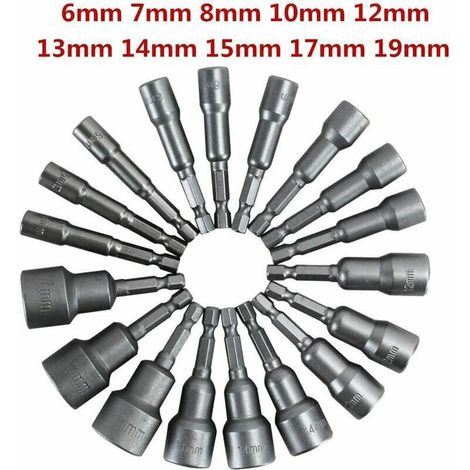 10 bussole magnetiche per cacciavite - Adattatore per punte, mandrino esagonale quadro da 6-19 mm (1/4)