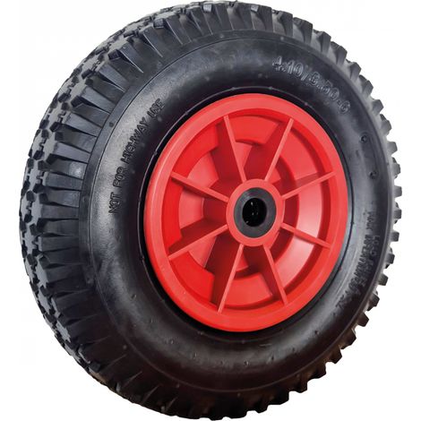 Linxor – Roue gonflable pour brouette 4.10/3.50-6 – Alésage 20 mm – Jante plastique – Charge max 120 kg – Pneu à crampon