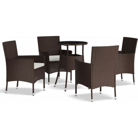 Maison Exclusive - 5-tlg. Garten-Bistro-Set mit Kissen Braun Poly (1/5)