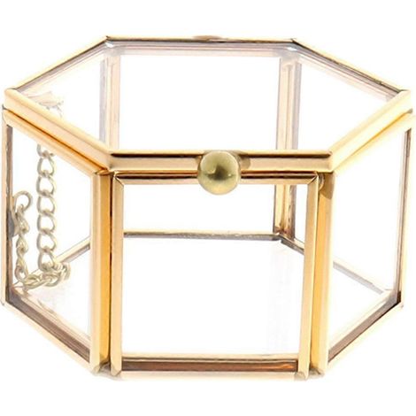 Boîte à bijoux en verre géométrique vide et créative, idéale pour organiser et ranger vos bagues. Cadeau de mariage pour femme. (1/5)