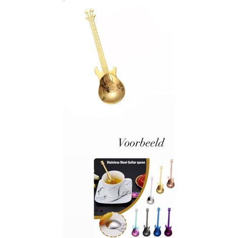 Cuillère à café - Motif guitare rock - Acier inoxydable - Dorée - Accessoire cuisine (1/4)