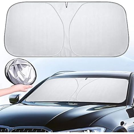 Pare-soleil anti-UV 142 x 80 cm pliable intérieur avant voiture SUV camion housse d'isolation thermique (L) (1/4)