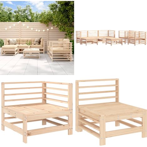 7-tlg. Garten-Lounge-Set Massivholz Kiefer - Holzsofa - Kieferholz (1/5)
