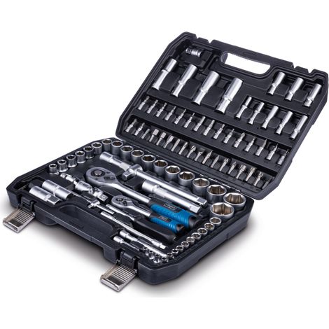Scheppach Mallette à outils compléte TB100 - chrome vanadium - tournevis, douilles, embouts, cliquets, rallonges - 94 pièces (1/5)
