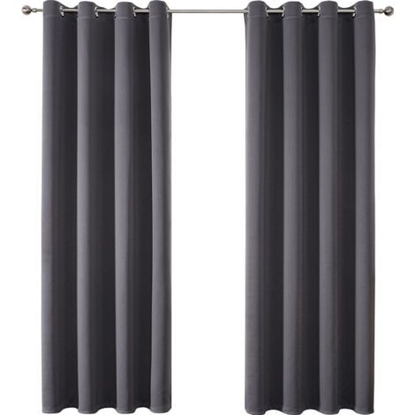 RHG Rideau Occultant Lot de 2, 132 x 160 cm Doux et Esthétiques Rideaux Occultant pour Salon et Chambre Décoration Maison  Lavable pour Chambre Salon, Gris Foncé (1/5)