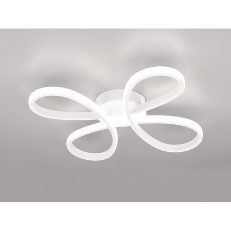 Dimmbare LED Deckenleuchte FLY geschwungen Weiß, Breite 40cm