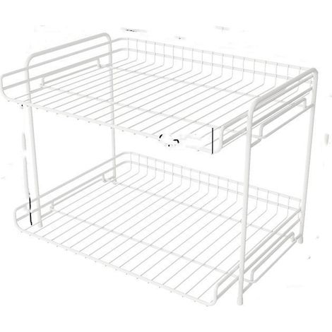 Organisateur à 2 Niveaux pour Salle de Bain et Cuisine Blanc (1/5)