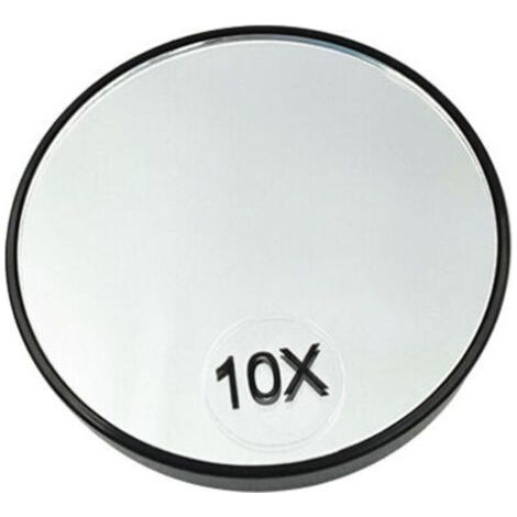 Espejo de maquillaje que amplifica 10 veces, circular, con dos ventosas para el afeitado y el maquillaje (1/4)