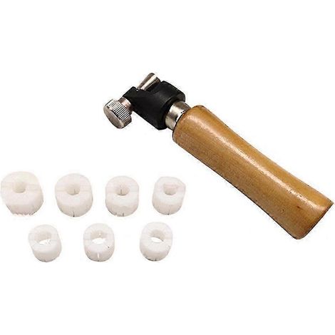 Kit d'outils de réglage pour bagues, comprenant 7 matrices rondes, une baguette de mesure et un outil de traitement pour la couleur du bois de jonc (1/5)