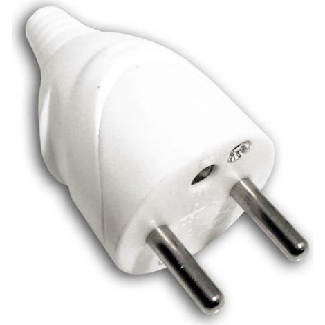 Fiche Électrique Mâle - 16 A - 2P + T - Blanc - Pour Câble H03VV-F 3x1 mm² et 3x1,5 mm² - 1 Pièce (1/2)