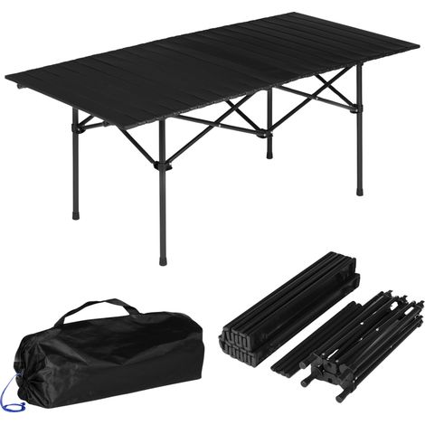 Klappbarer Campingtisch 120 x 55 cm, Schwarz, mit Tasche