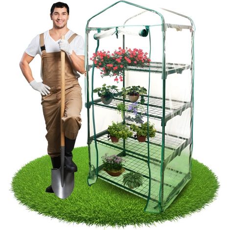 Mini invernadero para balcón con 4 estantes, 160 cm, túnel de jardín vertical con lámina de aluminio. (1/5)