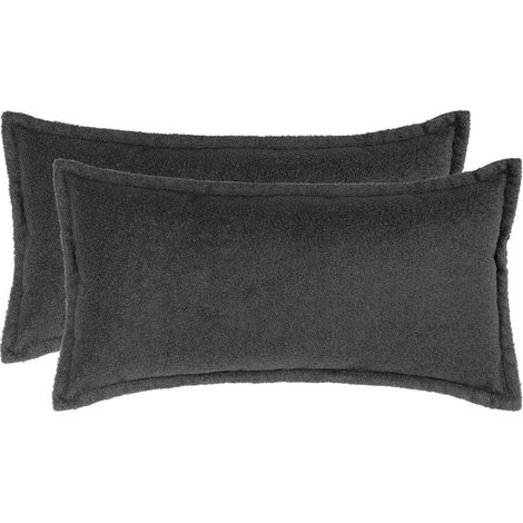 Kissenbezug 2 pcs HOUTEN Dunkelgrau 40 x 80 cm Bouclé vidaXL