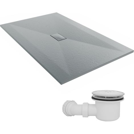 NRG 1600 x 1000mm SMC Anthracite Rectangle Slate Effect Bathroom Shower Tray & Fluidmaster Fast Flow Waste Trap (1/5)