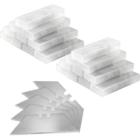 200 Lames pour Cutter, Acier à Haute Teneur en Carbone, Réutilisables avec Boîte de Rangement, Pour Carton, Moquette, Cuir, Placo Plâtre, Standard (1/5)