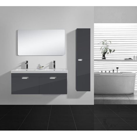 Badmöbel-Set GLOSSO 120 (hochglanz-grau) (1/5)