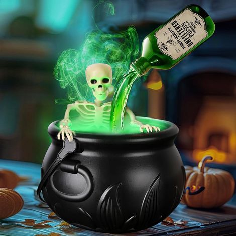 Calderone della strega, decorazione di Halloween, secchio della strega, decorazione per esterni, calderone con bottiglie di pozioni magiche, per decorazioni per feste di Halloween da interno o da este (1/5)