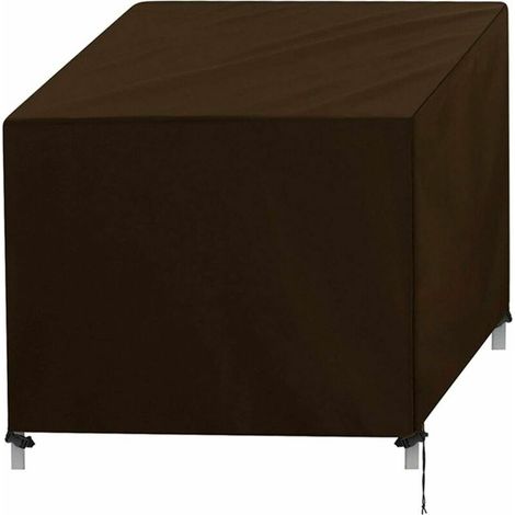 Copertura per mobili da giardino, tessuto Oxford 420T, copertura per tavolo da giardino con fibbia antivento e corda telescopica regolabile per divani e sedie (marrone, 90x90x90 cm)