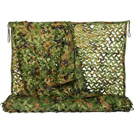 Filet de camouflage vert 4x5 m – Voile d'ombrage léger en polyester – Protection solaire pour terrasses et événements extérieurs (1/5)