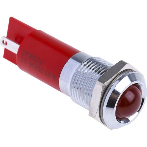 Voyant LED lumineux Rouge RS PRO, dia. 14mm, 24 36V c.c. ( Prix pour 1 )