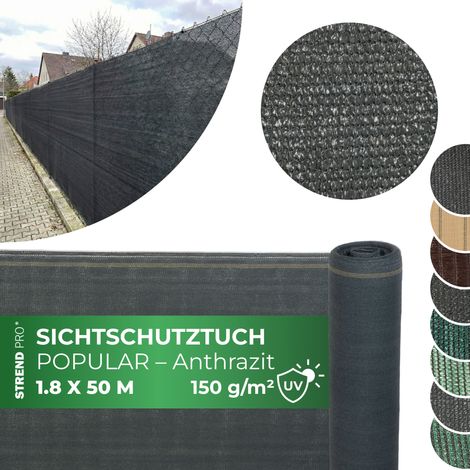Sichtschutzgewebe POPULAR.NET 1,8x50 m, HDPE, UV, 150 g/m2, 90% anthrazit (1/3)