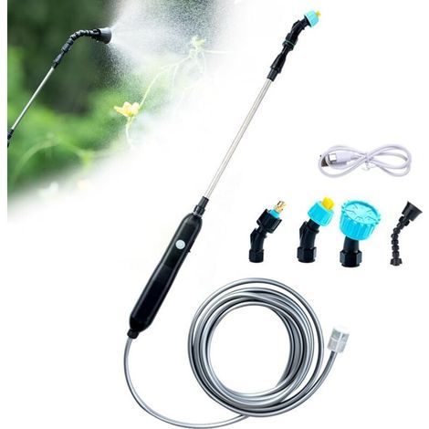 Pulverisateur De Jardin Electrique, Pulverisateur Pour Toiture,Pulverisateur Electrique,Pulverisateur Lance Telescopique avec 4 Buses et 10M de Tuyau,USB Rechargeable,pour L'irrigation Pelouse (1/5)