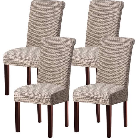 Stuhlhussen 4er Set, Stretch Stuhlbezug abnehmbar & waschbar, Khaki (1/5)