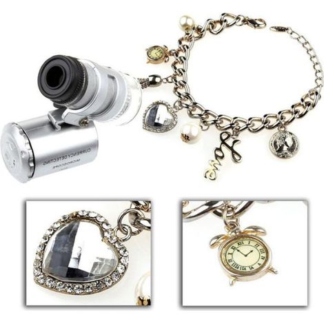 Mini loupe LED UV - - Grossissement 60X - Double lumière LED - Lumière UV - Portable - Plastique ABS (1/4)
