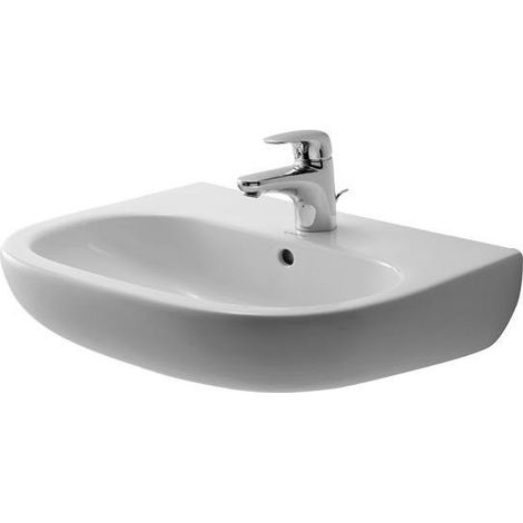 Lavabo D-CODE avec trop-plein, plage de robinetterie, 1 trou pour robinetterie 650 x 500 mm blanc