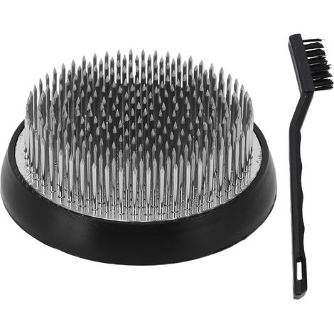 Supporto per fiori in acciaio inox da 7 cm con spazzolina per la pulizia, ideale per composizioni floreali. (1/5)