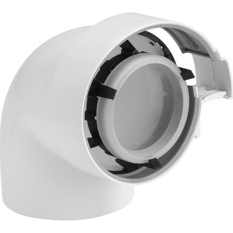 Ubbink – Coude fumisterie condensation Ø60/100mm – Raccord 45° en PPtl/PP blanc – Résistant aux chocs et frottements – Installation rapide sans fuite