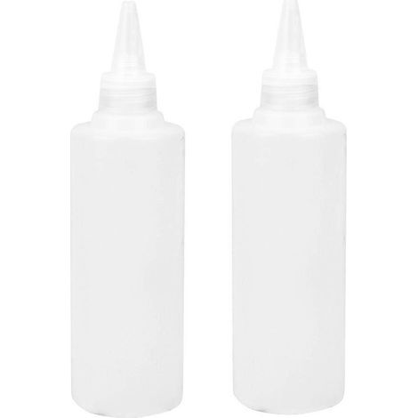 Set mit 6 flexiblen Applikatorflaschen aus Kunststoff à 250 ml, transparente Flüssigkeitsspender (weiß) – 19,00 x 5,30 x 5,30 cm – Weiß (1/3)