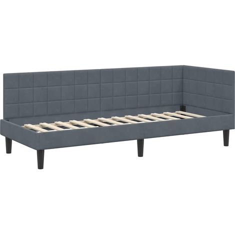 Lit simple,Lit adulte,Cadre de lit d'angle Gris foncé 80 x 200 cm Velours CFW2653606 (1/5)