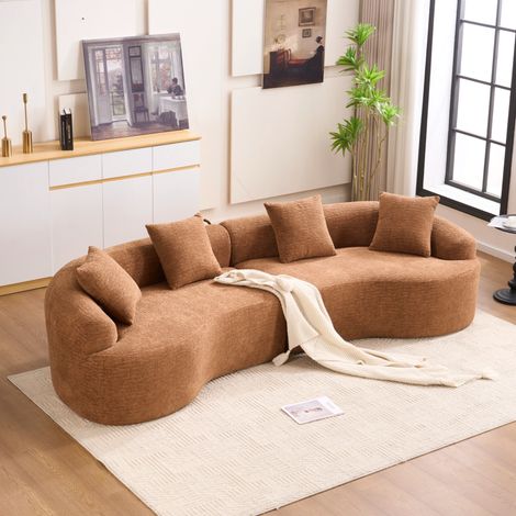 Ecksofa, geschwungenes 4 Sitzer Design, modular, Chenille, Caramel (1/5)