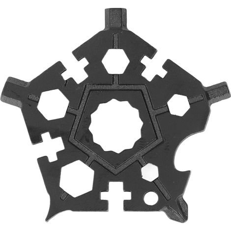 Clé à molette Snowflake en acier au carbone 23 en 1, outil multifonction comprenant tournevis, ouvre-bouteille et décapsuleur, noir (1/5)