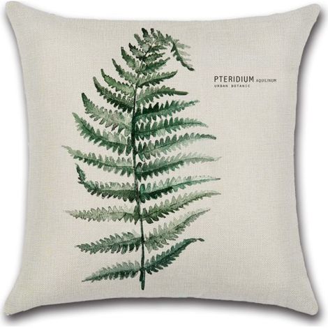 Kissenbezug-Set, 1 Kissenbezug, 45 x 45 cm, Polyester und Leinen, dekorativer Auto-, Sofa- und Heimkissenbezug (einfaches grünes Blattmuster) (1/5)