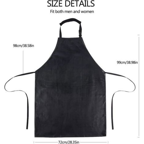 Tablier de cuisine imperméable en cuir PU noir, réglable, résistant aux liquides pour cuisine, jardinage et nettoyage (1/4)