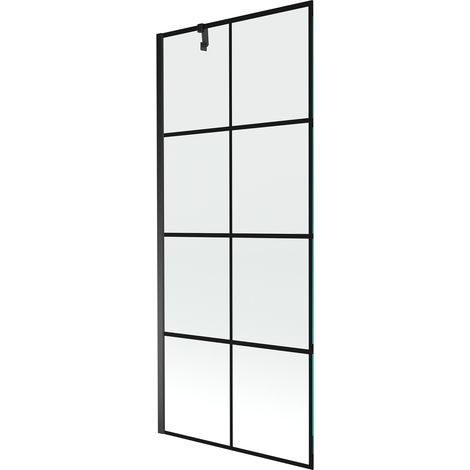 Mampara de Bañera 1 hoja transparente, 80x150 cm, Perfil negro