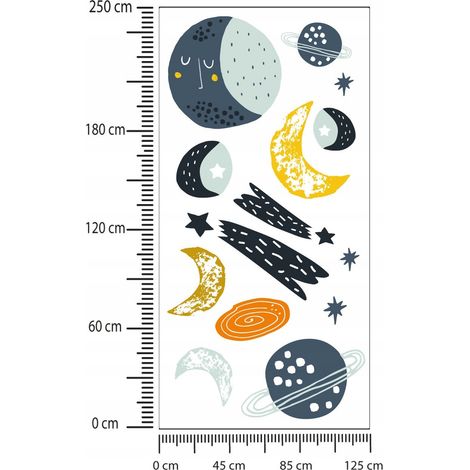 Kinderaufkleber Mond und Planeten 125x250cm (1/2)