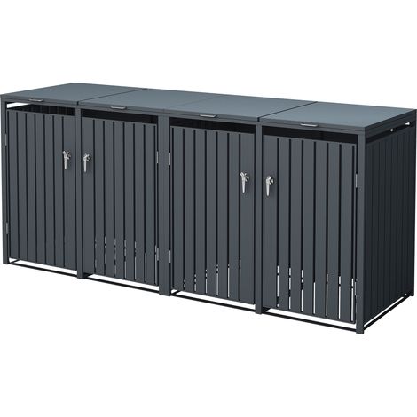 ML-Design 2X Cobertizo Para Ocultar Cubo de Basura 240L Doble Antracita 264x80x116,3 cm Caseta de Acero Para Jardín Exterior Contenedor Resistente A Intemperie Caja Con Tapa Abatible Total 4 Puertas (1/5)