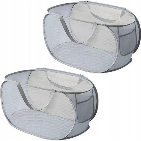 Cesto portabiancheria da viaggio pieghevole da 75 litri con manici, grigio, 36x36x58 cm