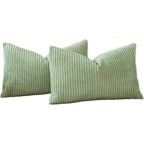 Lot de 2 housses de coussin décoratives en velours côtelé pour canapé, 30 x 50 cm (vert sauge) (1/5)