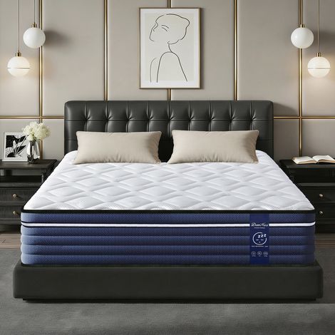 Matelas DANNASI 90x200 cm, 26 cm à ressorts, mousse mémoire, 7 zones, mi-ferme, mousse mémoire et latex