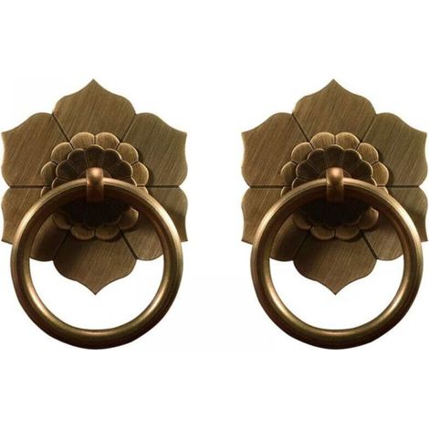 Set of 2 6CM antique brass pull rings for kitchen cabinets, wardrobe, drawer, vintage furniture hardware, retro style pull rings (antique bronze) (1/4)