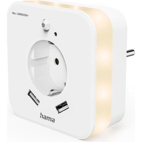 Hama LED Steckdosen-Nachtlicht mit USB & Bewegungsmelder
